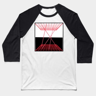 Red Laser Grid Geometric Abstract Acrylic Painting Baseball T-Shirt